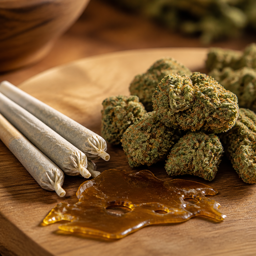 Cannabis bundle including flower, resin and pre-rolls